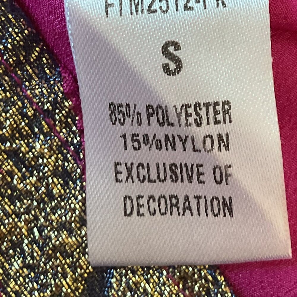 NWOT! THML Metallic Textured Wildcat Mini Dress Pink Gold Flutter Sleeve Small - Picture 12 of 16